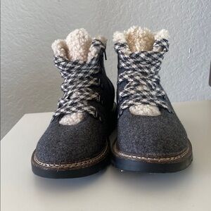 Gray and Cream Wool Boots